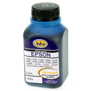 Чернила INKO для Epson L100, L110, L120, L200, L210, L300, L350, L355, L550, L1300, L132, L222, L312, L366, L456, L486, L382, L386 (250g) Cyan